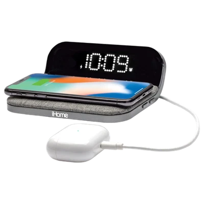 iHome 15W Wireless Charger with Alarm Clock and USB-A Port.  Model Number IW1... - Image 1 of 4