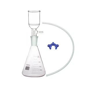 Dispositivo filtrazione aspirazione 500ml 24/29 47mm Buchner imbuto e fiaschetta vetro - Foto 1 di 1