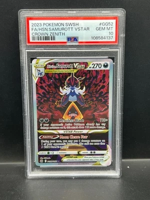 Pokemon PSA 10 GEM MT Hisuian Samurott VSTAR GG52/GG70 Crown Zenith FA Holo 4137 - Image 1 of 2