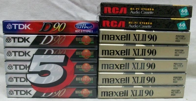 13 новых и запечатанных пустых кассет: Maxell 5-XLII 90, 6-TDK D90, 2-RCA RC60 - Изображение 1 из 4