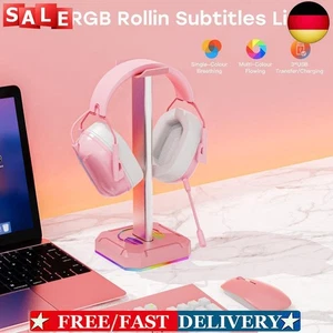 RGB-Kopfhörerständer mit 3 USB2.0-Anschlüssen für alle Kopfhörer (Rosa) &Hot - Afbeelding 1 van 7