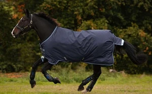 NEU Horseware AMIGO Turnout Bravo 1200 D 100 g 145 cm (6'6) navy/türkis OVP - Bild 1 von 8