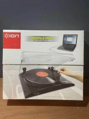 ION Profile Pro Turntable Black USB with Vinyl to MP3 NEW/Open Box - Image 1 of 4