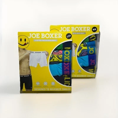 Joe Boxer Men 4 Pack Themed Cotton Stretch With Fly Boxer Briefs Size S and M - Image 1 of 4