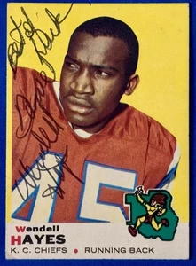 1969 Topps Hand Signed Auto Wendell Hayes #58 Kansas City Chiefs - Bild 1 von 2