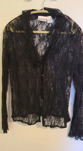 Vintage Worthington XL Top  Full Lace  Button Up Shirt Long Slvs - Picture 1 of 6