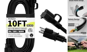 Cable de extensión 16/3 negro interior exterior 10 pies impermeable, resistente - Imagen 1 de 8