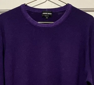 Giorgio Armani 100% Cashmere Purple Sweater Black Label Size 54 XL Made In Italy - Picture 1 of 7