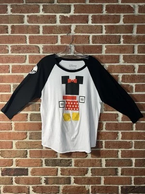 Neff Womens Disney Mickey Raglan 3/4 Sleeve T-Shirt Tee Black/White - XL - Image 1 of 4