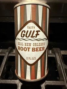 Vintage GULF NEW ORLEANS ROOT BEER Soda 🥤 S/S 🥤 Can 3/4 Full Not Listed - Picture 1 of 16