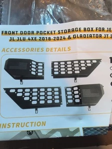 Caja de almacenamiento de bolsillo de puerta delantera para Jeep Wrangler JL JLU 18-2024 4XE y Gladiador JT - Imagen 1 de 3