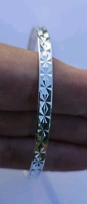 Brazalete brazalete geométrico de plata de ley 925 Milor Italia corte diamante 3D 8,7 gr Foto 1 de 4