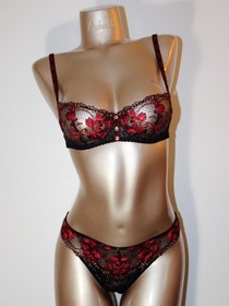 Aubade Paris Sample M&eacute;lodie D'&Eacute;t&eacute; Black Cherry Lingerie Set 34B S