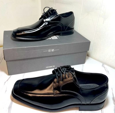 Men's Dress Leather Shoes Bike Toe Oxford Black Lace Up STACY ADAMS 11 US New - Image 1 of 4