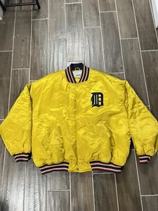 Vintage Starter MLB Detroit Tigers Yellow Satin Jacket Size 5XL RARE - Bild 1 von 6