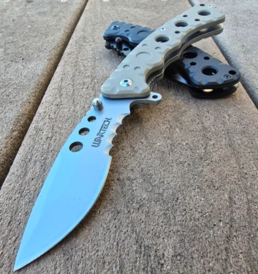 8.25" Tactical Desert Gray SPRING ASSISTED Flip Open Folding Pocket Knife Huntin - Image 1 of 4