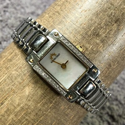 Roven Dino Women 6007L Fashion Pave MOP Silver Tone Quartz 18mm Watch 6 1/2" - Image 1 of 4