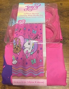 "Cortina de ducha JOJO Siwa con 12 ganchos unicornio de Nickelodeon y arco para perro rosa 72""" - Imagen 1 de 2