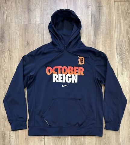 NIKE Therma-Fit Detroit Tigers Men’s October Reign Hoodie Sweatshirt Large Cover