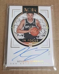 2019-20 Panini Noir Keldon Johnson #IF-KEL In Focus On Card Auto RC 5/5 !! Spurs - Picture 1 of 6