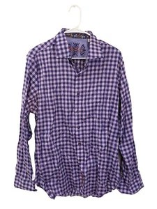 Robert Graham Button Up Dress Shirt Checkered Purple Size L Long Sleeve. 4R - Picture 1 of 7
