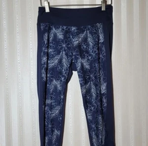 Balance Collection Womens Sz M Leggings Blue Floral Casual Athletic Workout Pant - Picture 1 of 6
