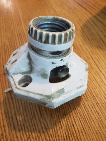 Flush mount ceiling fixture antique copper socket basement light porcelain Cover
