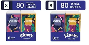 Kleenex On-The-Go Facial Tissues, 2 Bundles of 8 Packs each - Picture 1 of 6