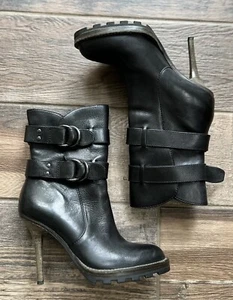 Coach Thelma Stiletto Black Mid-Calf Leather Boot 5B - Picture 1 of 3