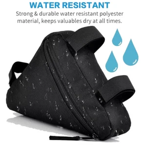 Triangle Saddle Frame Bike Bag Bicycle Storage Adjustable Cycling Pouch Black - Picture 1 of 13
