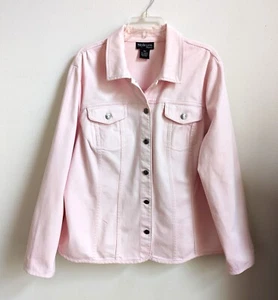 STYLE & CO. Women’s Denim Cotton Collar Pockets Pink Jacket Size 18W - Picture 1 of 6