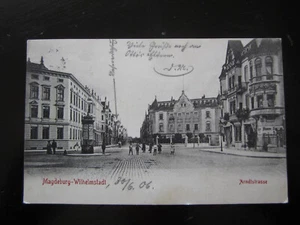 alte orig. AK Magdeburg Wilhelmstadt 1906 Arndtstrasse - Bild 1 von 2