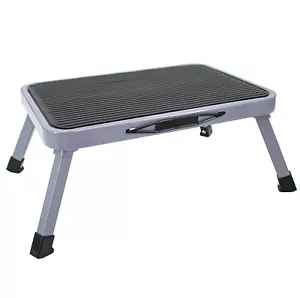 Step Stool Portable Folding Metal Foot Stool Compact One Step Ladder for Kitchen - Picture 1 of 10