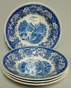 Villeroy Boch BURGENLAND (BLAU) 9-1/4" Rand Suppenschüsseln VERKAUFT IM 4er Set - Bild 1 von 3