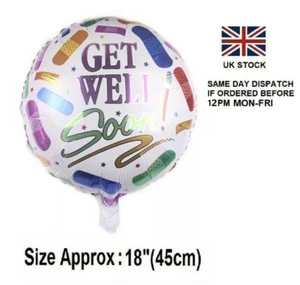 Get Well Soon Round 18" Foil Balloon Deflated UK - Picture 1 of 1