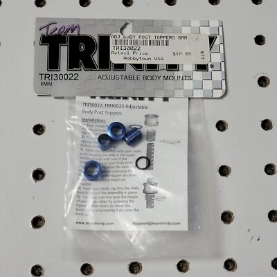 Trinity RC ~ 6mm ~ Adjustable Body Mount Post Toppers Blue Anodized Aluminum NOS - Image 1 of 2