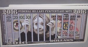 WHOLESALE LOT OF 100 HILLARY CLINTON FOR PRISON USA Fake MONEY Trump President $