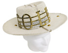 Golf Hat Custom Hand Made D & D For Le Petit Chapeau Straw Hat White One Size