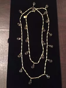 Collar de colección J CREW cuentas de oro facetado cuarzo ahumado lágrimas de cristal 45" Usado en excelente estado - Imagen 1 de 4