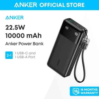 Anker Power Bank Fast Charging PowerCore 10000mAh with 1 USB C Cable & 1 USB-A - Image 1 of 4