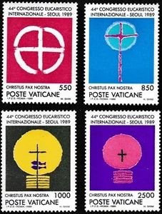 Vatican #Mi984-Mi987 MNH 1989 Eucharistic Congress Symbols Cross [838-841] - Picture 1 of 1