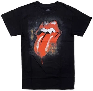 The Rolling Stones Men's Stencil Drip Tongue Distressed Graphic Tee T-Shirt - Picture 1 of 2