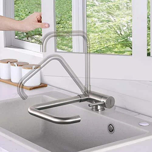 Lonheo Rubinetto Cucina Pieghevole Girevole 360 °Contro Finestra, Rubinetto Lave