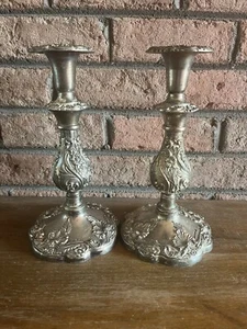 Set of Eales Circa 1779 Authentic Reproduction Silver Plated Candlestick Holders - Picture 1 of 8