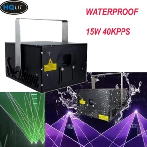 USA DDP wasserdicht 15 W Vollfarblaser Licht RGB Animation Strahl ILDA Bühne DJ - Bild 1 von 22