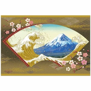 Postal de Feliz Año Nuevo Estilo Japonés Ola Monte Fuji de Japón - Imagen 1 de 3