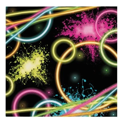 Creative Converting 16-Count Paper Lunch Napkins, Glow Party, 6.5 x 6.5-inch - Image 1 of 3
