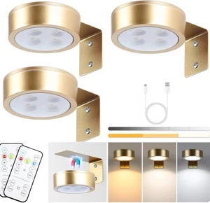 Confezione 3 Quadri Wireless per Parete Oro 2600mAh USB Ricaricabile Funzionamento Pittura - Foto 1 di 7