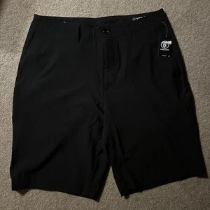NWT Volcom Men 5 Pocket Shorts Black Kerosene Hybrid Surf Turf 4 Way Stretch 32 - Picture 1 of 15