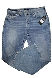 Pantalones de mezclilla True Religion Geno Big T con solapa relajados ajustados azules TALLA: 32 X 32 NUEVOS CON ETIQUETAS - Imagen 1 de 6